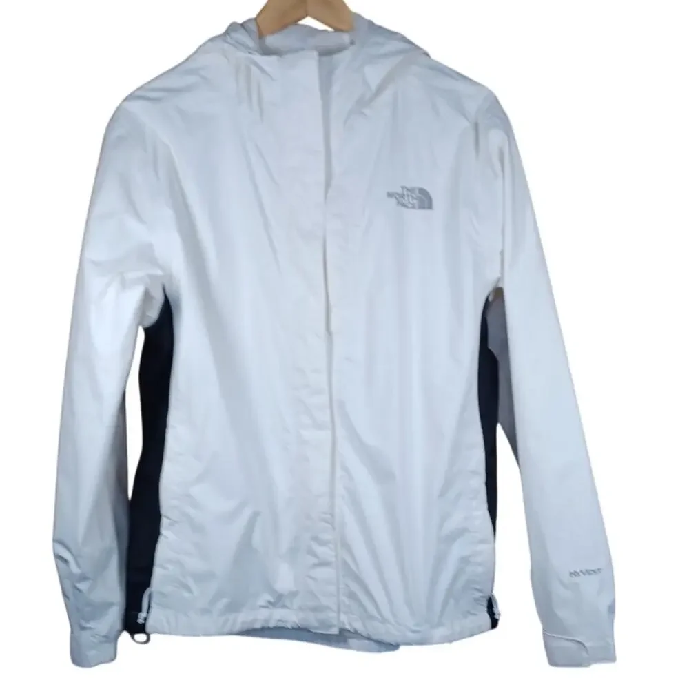 The North Face Women's Large HyVent Waterproof Hooded Rain Jacket White/Black - Picture 2 of 11